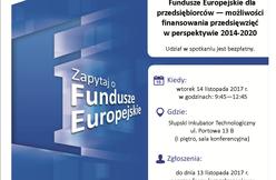 Spotkanie informacyjne: „Fundusze Europejskie dla przedsiębiorców – możliwości finansowania przedsięwzięć w perspektywie finansowej 2014-2020