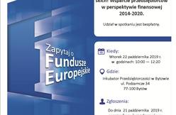 Spotkanie informacyjne w Bytowie pt.: „Skorzystaj z Funduszy Europejskich! Wsparcie przedsiębiorców w perspektywie finansowej 2014-2020”